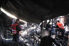 Požár asijské tržnice v Brně