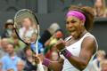 Americká tenistka Serena Williamsová se raduje z vítězství nad Češkou Petrou Kvitovou ve čtvrtfinále Wimbledonu 2012.