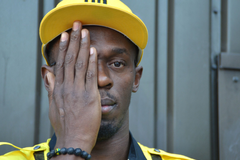 Usain Bolt v tréninkovém centru Jamajky v Londýně