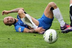 Michal Breznaník na zemi v zápase Liberec - Plzeň