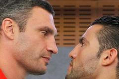 Vitalij Kličko a Manuel Charr před zápasem