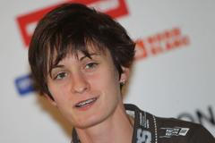 Česká rychlobruslařka Martina Sáblíková na tiskové konferenci před sezónou 2012/13.