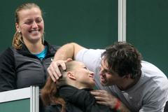 Český hokejista Jaromír Jágr během tenisové exhibice v pražské O2 aréně.