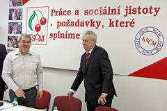 Miloš Zeman a Jiří Dienstbier na návštěvě u KSČM