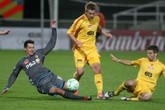 Fotbalisté Dukly Praha proti Vysočině Jihlava v utkání Gambrinus ligy 2012/13.