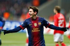 Fotbalista Barcelony Lionel Messi slaví gól v utkání Ligy mistrů 2012/13 proti Spartaku Moskva.