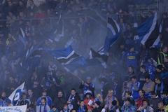 Fotbaloví fanoušci Olomouce v utkání proti Jablonci v Gambrinus lize 2012/13.