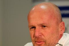 Trenér národního týmu Michal Bílek na tiskové konferenci před zápasem s Bulharskem