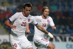 Čeští fotbalisté v kvalifikačním utkání MS 2014 proti Maltě v Plzni.