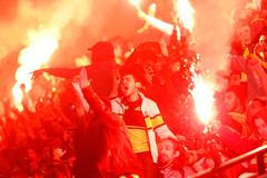 Fotbaloví fanoušci Fenerbahce Istanbul v utkání proti AEL Limassolu v Evropské lize 2012/13.