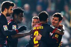 Mesii se raduje z gólu v pohárovém utkání Cordobou