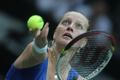 Česká tenistka Petra Kvitová v utkání Fed Cupu 2012 proti Srbce Aně Ivanovičové.