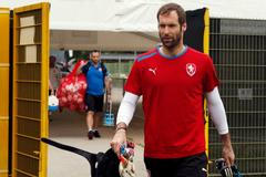 Petr Čech. Trénink Čechů před čtvrtfinále