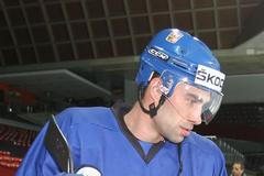 Český hokejový reprezentant Zbyněk Irgl při tréninku před Karjala Cupem 2012.