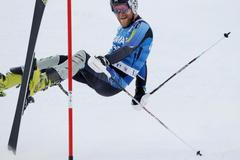 lyžování, pád ve Val d'Isere