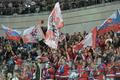 Hokejoví fanoušci Lva Praha v utkání KHL proti SKA Petrohradu.