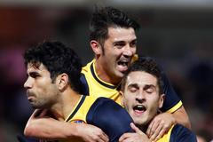 Diego Costa z Atlética Madrid slaví gól proti Granadě