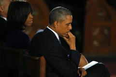 Barack Obama na bohoslužbě za oběti útoků v Bostonu