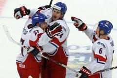 Czech Republic's Plutnar celebrates his goal against Canada with teammates Vrana and Knot during the second period of their IIHF World Junior Championship ice hockey game in Malmo