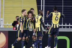 Fotbal Evropská liga, Fenerbahce - Plzeň: hráči Galatasaraye slaví gól