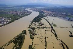 Rozvodněný Dunaj v Maďarsku