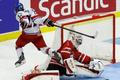 Czech Republic's Simon scores the game winning goal on Canada's goalie Paterson during a shootout in their IIHF World Junior Championship ice hockey game in Malmo