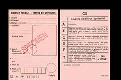 Řidičský průkaz, vydávaný v letech 1986-1991
