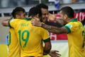 Brazilci slaví gól na Konfederačním poháru 2013