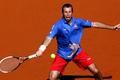 Český tenista Radek Štěpánek v prvním semifinálovém utkání Davis Cupu 2012 s Argentincem Juanem Martínem ael Potrem.