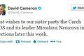 Cameron podpořil na twitteru ODS