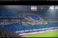 Choreo v utkání Bundesligy mezi Hamburhem a Hannoverem.