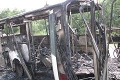 Požár autobusu v Brně