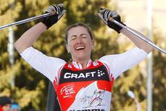 Lyžařka Justyna Kowalczyk slaví vítězství v Tour de Ski