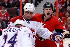 Tomáš Plekanec a Tomáš Kaberle v dresu Montrealu Canadiens