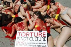 Protest proti býčím zápasům v Barceloně