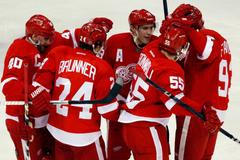 Radost hokejistů Detroitu Red Wings