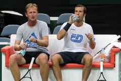 Trénink českého daviscupového týmu před semifinále s Argentinou