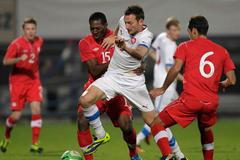 Přátelský fotbalový duel Česko - Kanada (Kozák v akci)