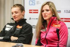Tisková konference českých biatlonistů po SP v Pokljuce (Moravec, Soukalová)