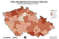 Nezaměstnanost březen 2013 - podíl nezaměstnaných podle krajů