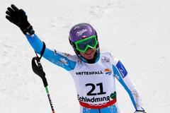 Šárka Záhrobská se raduje po dokončení slalomu na MS ve Schladmingu