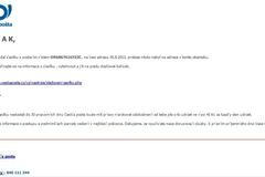 Podvodný mail - Česká pošta