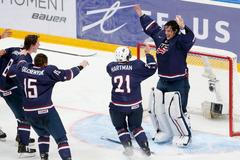 MS "20", finále USA - Švédsko: John Gibson, Ryan Hartman, Alex Galchenyuk, Jacob Trouba