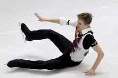 Michal Březina a jeho pád na MS v krasobruslení 2013