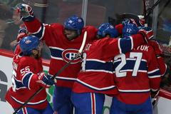 Radost hokejistů Montrealu Canadiens v NHL
