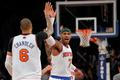 Carmelo Anthony a Tyson Chandler z New Yorku Knicks v zámořské NBA