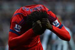 Fotbalista West Bromwich Albionu Romelu Lukaku slaví gól v utkání Premier League 2012/13 proti Newcastlu United.