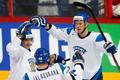 Finové se radují z gólu do sítě Rakouska na MS v hokeji 2013