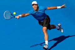 Tomáš Berdych během exhibice v Melbourne