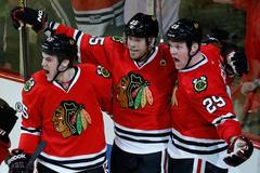 Radost hráčů Chicaga v prvním utkání play off